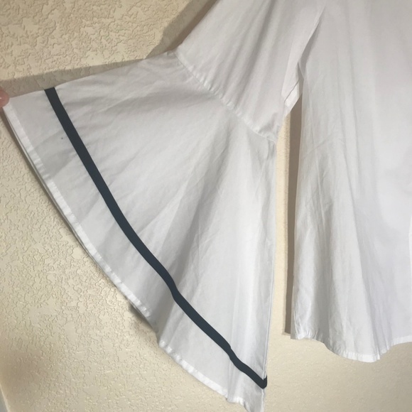 Stitch Fix Button Down with Black Trim Bell Sleeve - Picture 2 of 5